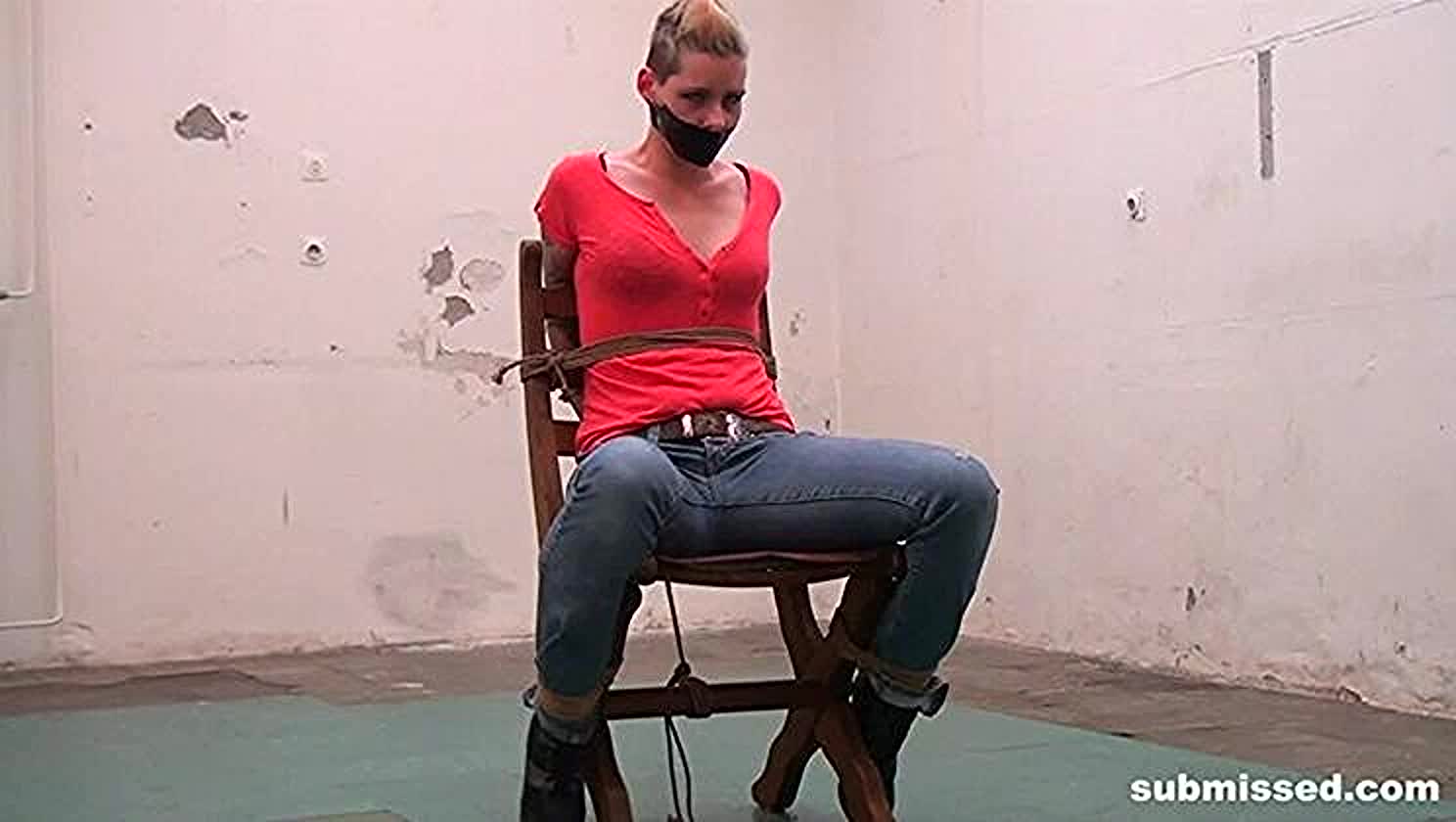 Angela Eyes, Chair Tied, Tape Gagged
