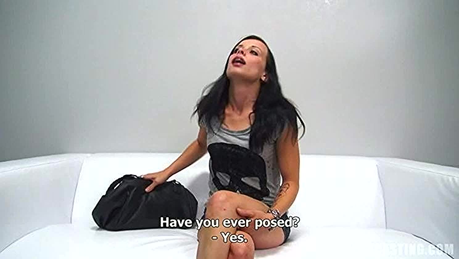 Michaela, Black Hair, Fake Casting, Skinny Dip